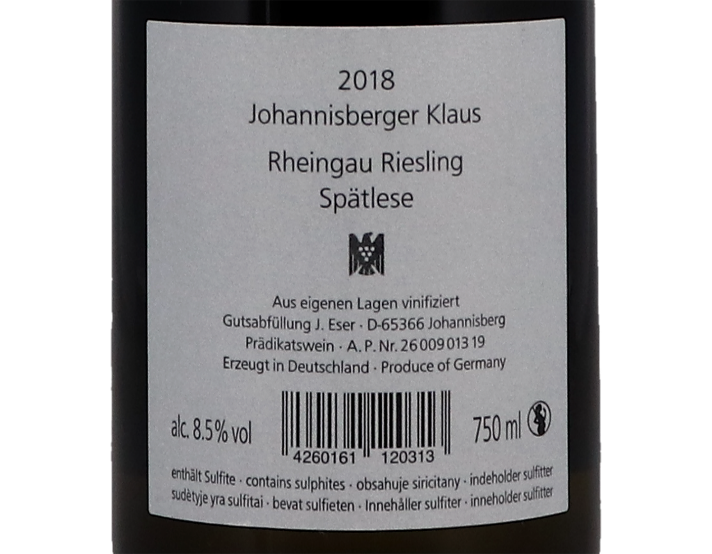 Johannisberger Klaus Riesling Spatlese 2018 Weingut Johannishof