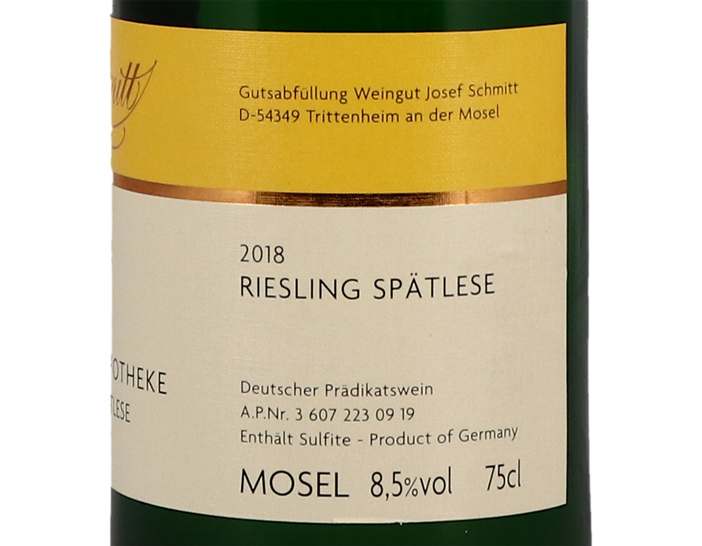 Trittenheimer Apotheke Riesling Spätlese, Josef Schmitt 2018