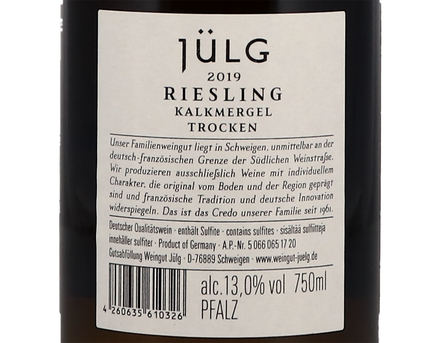 Riesling Kalkmergel Weingut Julg 2019