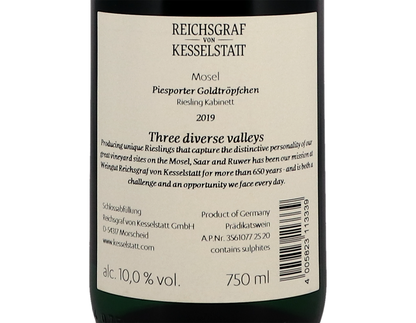 Piesporter Goldtröpfchen Riesling Kabinett, von Kesselstatt 2019