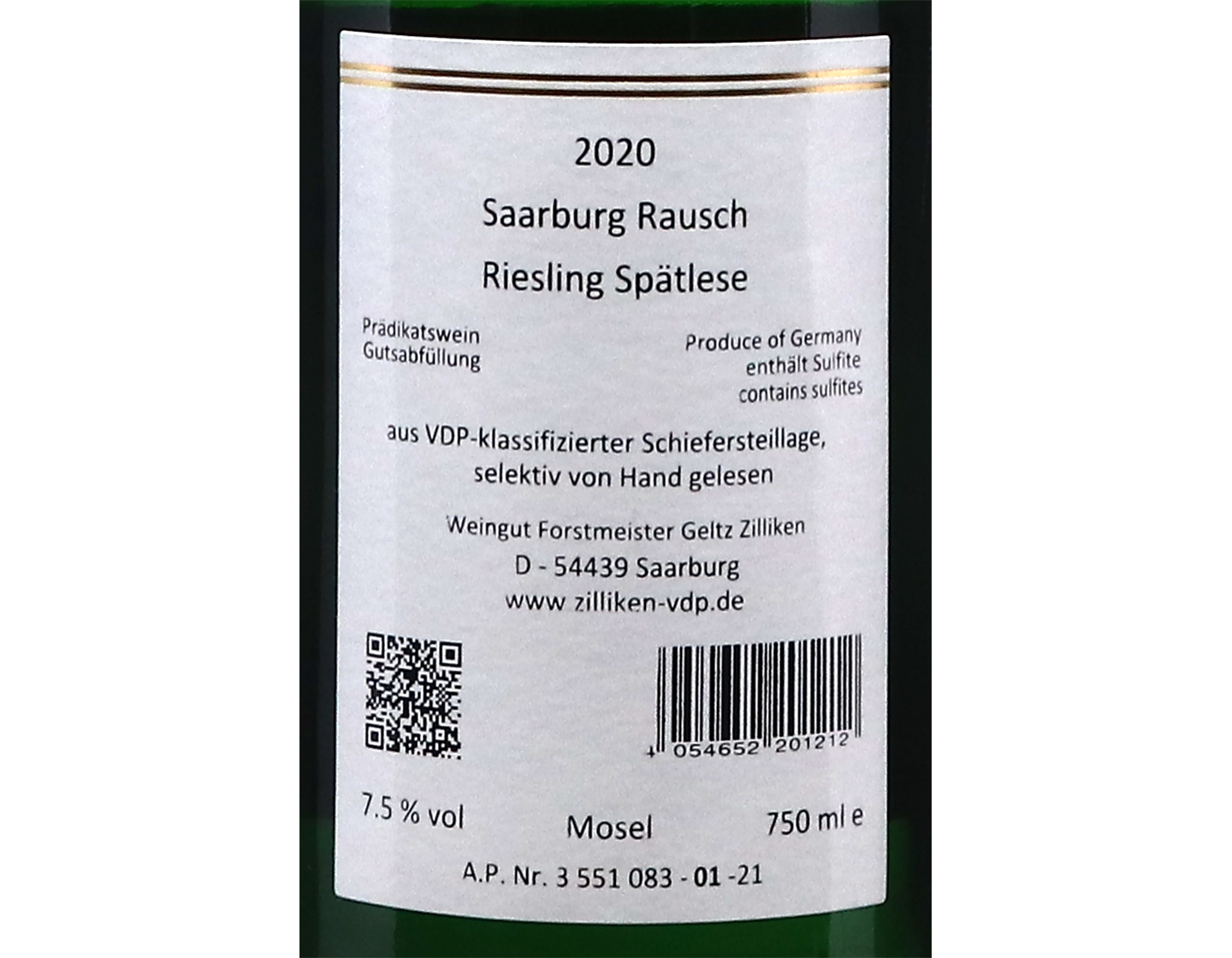 Saarburger Rausch Riesling Spatlese 2020 Zilliken