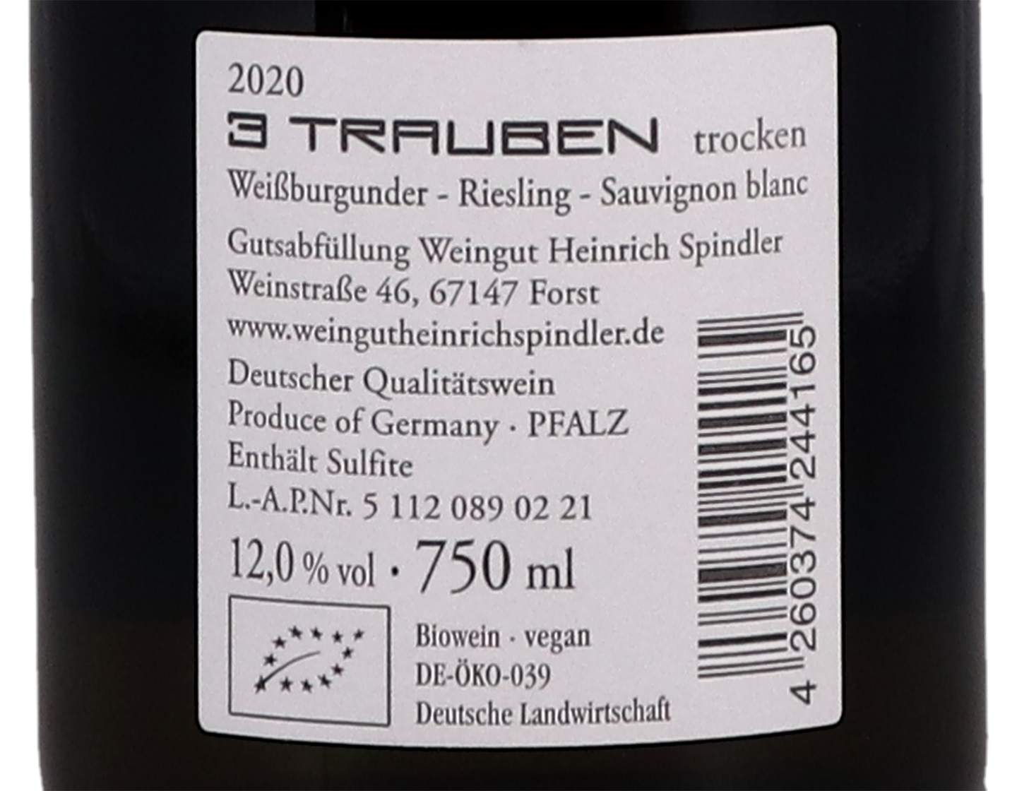 3 Trauben, Pfalz, Heinrich Spindler 2020
