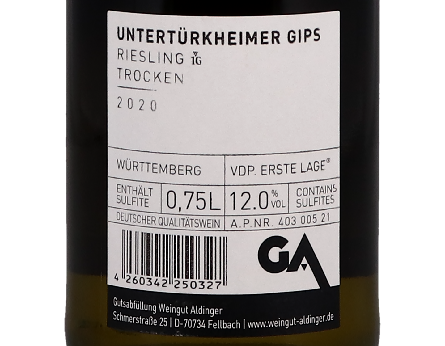Unterturkheimer Gips Riesling Aldinger 2020