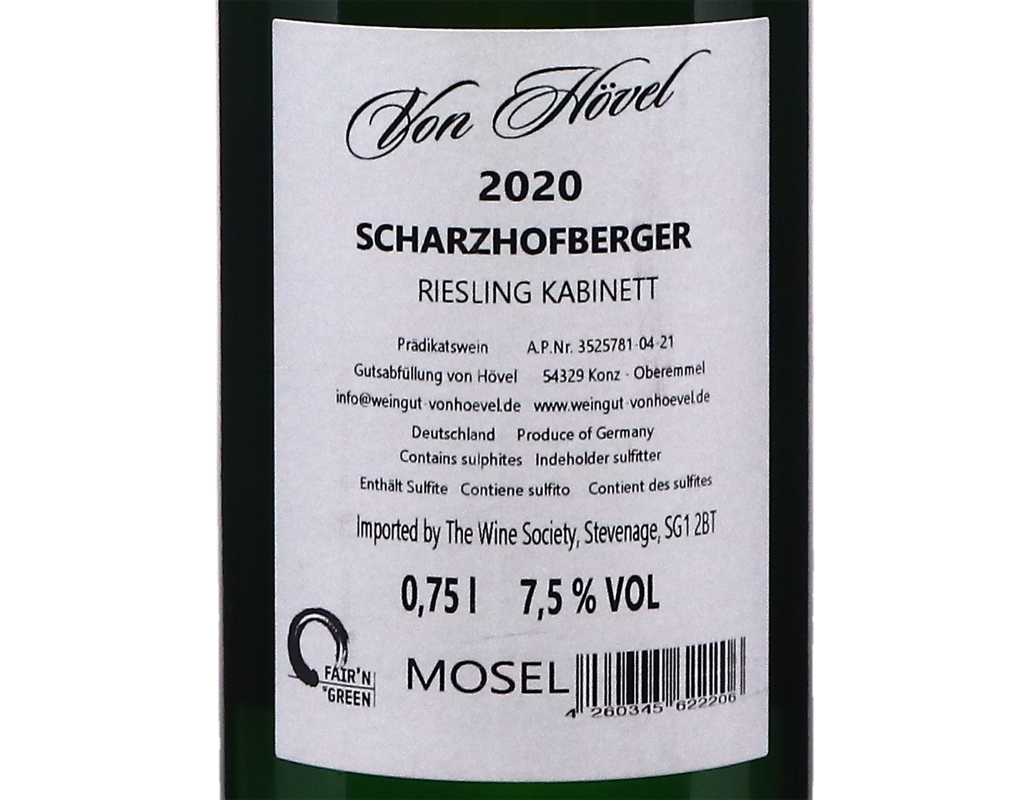 Scharzhofberger Riesling Kabinett von Hovel 2020
