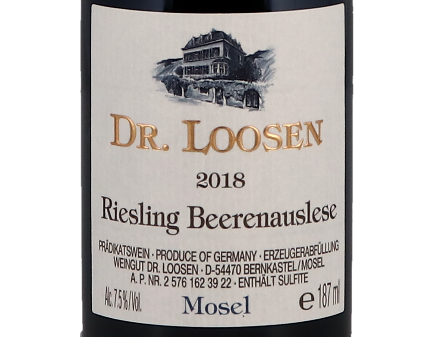 Quarter bottle of Dr Loosen Riesling Beerenauslese 2018 187ml