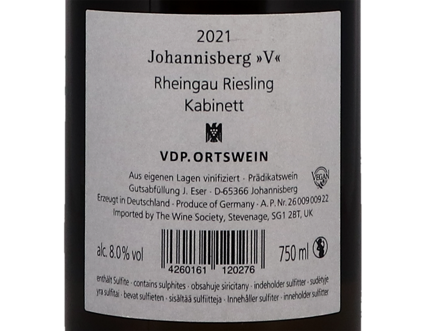 Johannisberger Vogelsang Kabinett 2021 Eser