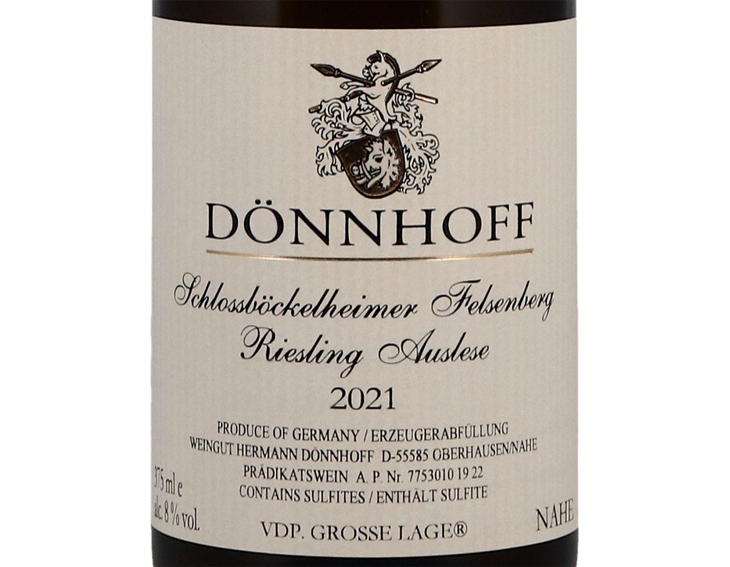 Half of Schlossbockleheimer Felsenberg Riesling Auslese Gold Cap Donnhoff 2021