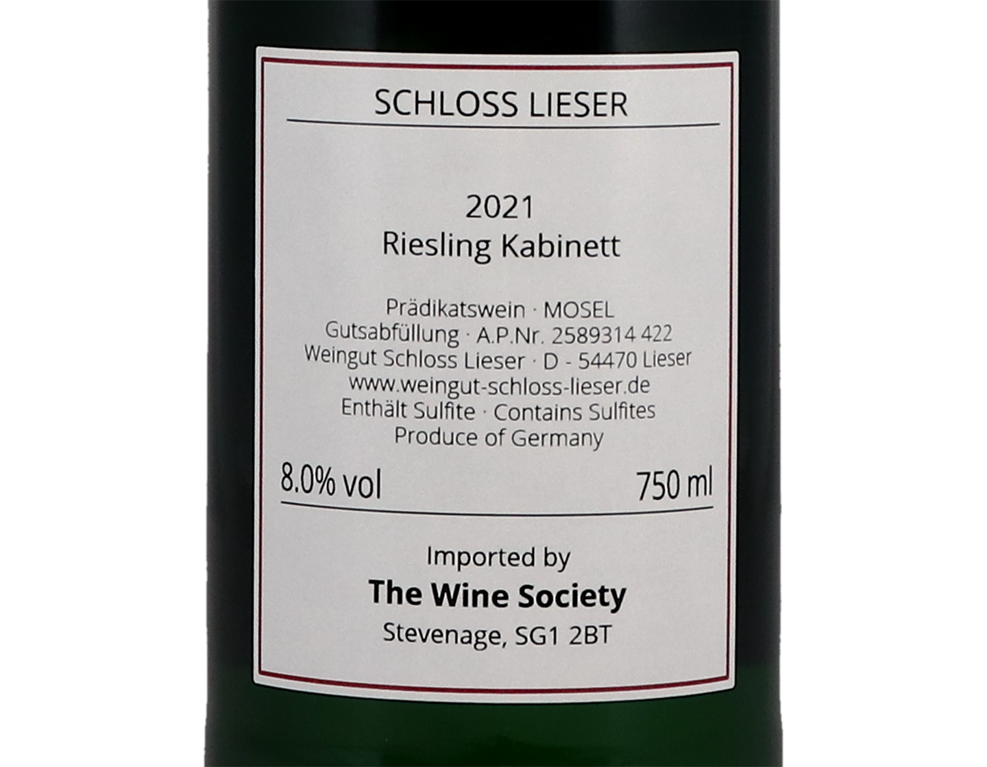 Schloss Lieser Estate Riesling Kabinett 2021