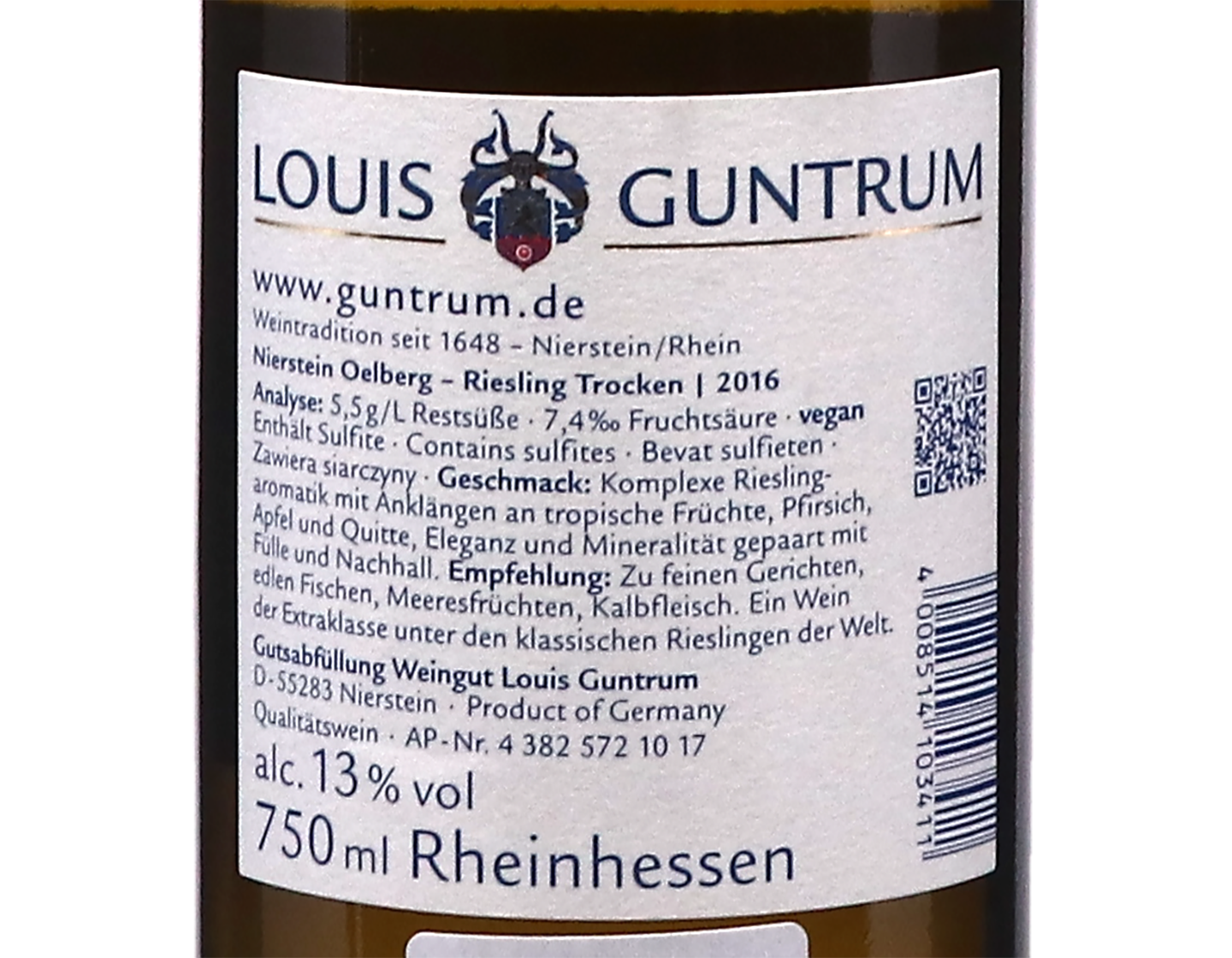 Nierstein Oelberg Reisling Trocken Louis Guntrum 2016