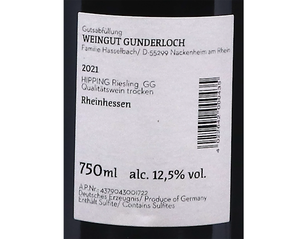Hipping, Riesling Grosses Gewächs, Gunderloch 2021