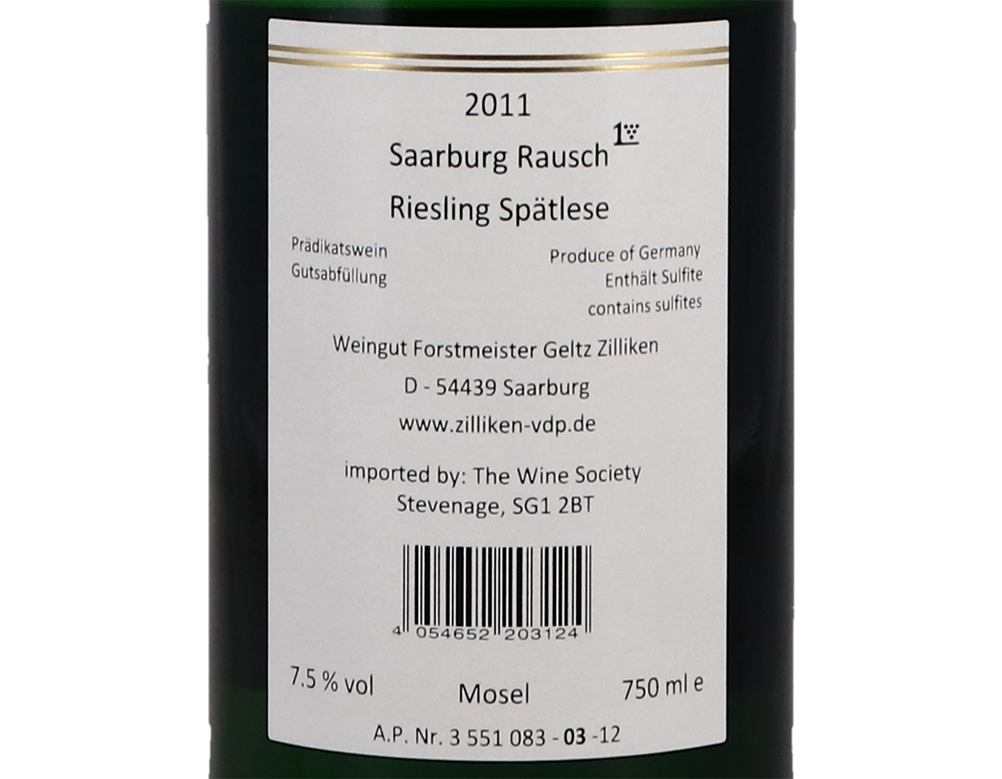 Saarburger Rausch Riesling Spatlese 2011 Zilliken