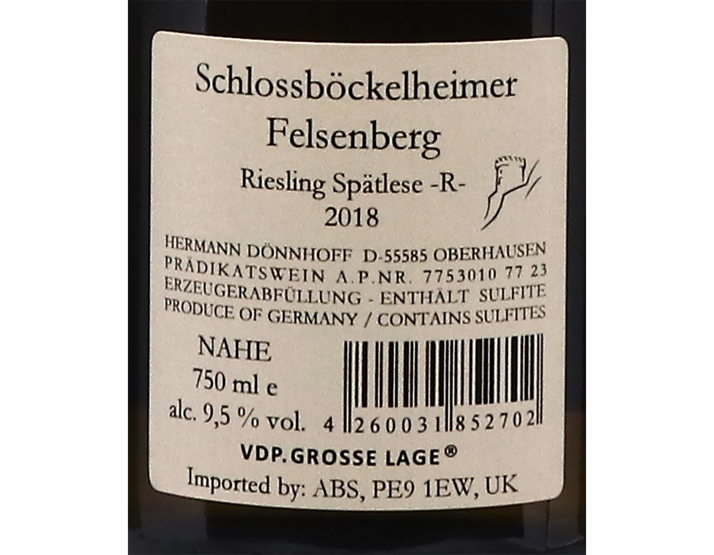 Schlossbockelheimer Felsenberg Riesling Spatlese R 2018 Donnhoff