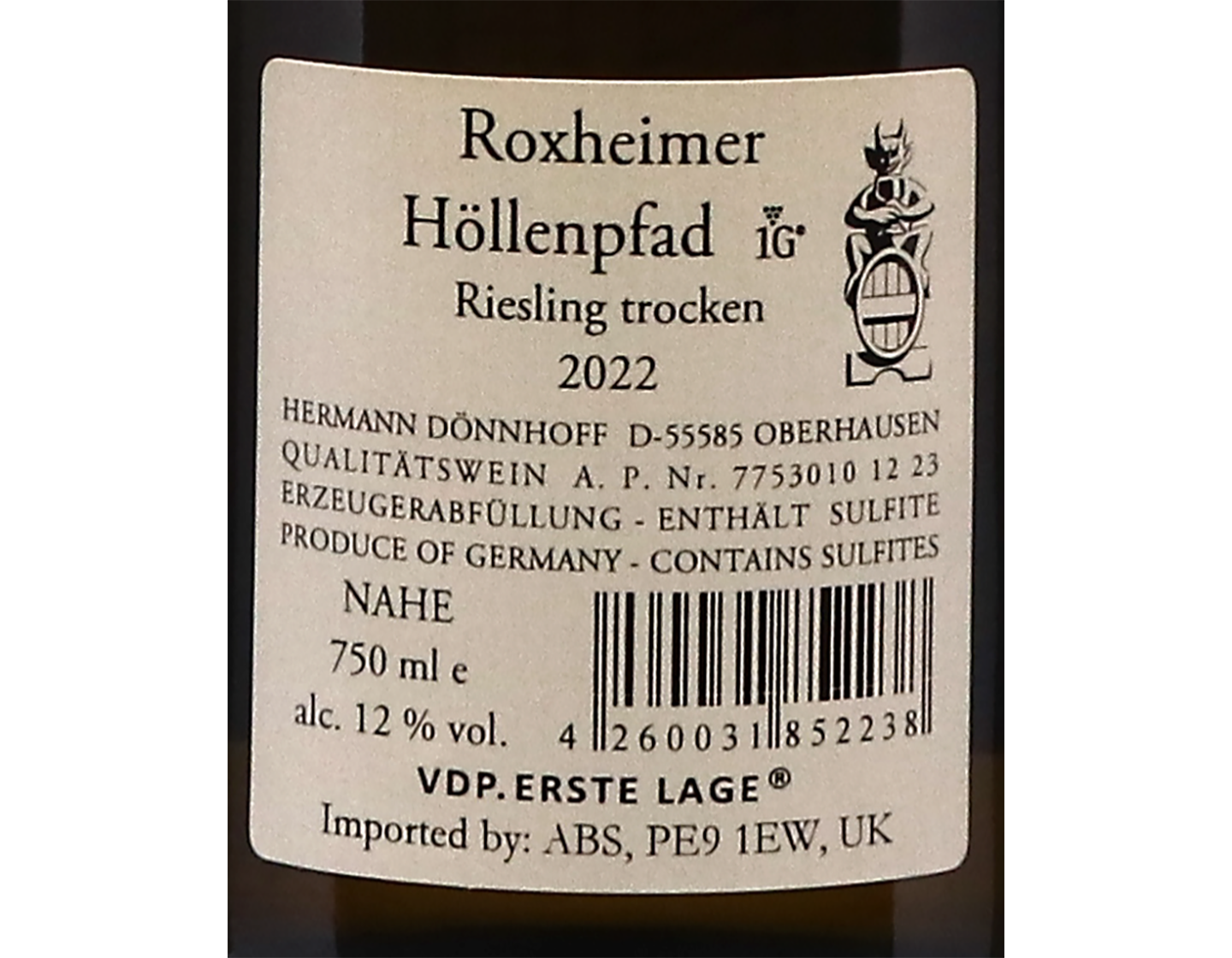 Roxheimer Hollenpfad Dry Riesling Donnhoff 2022