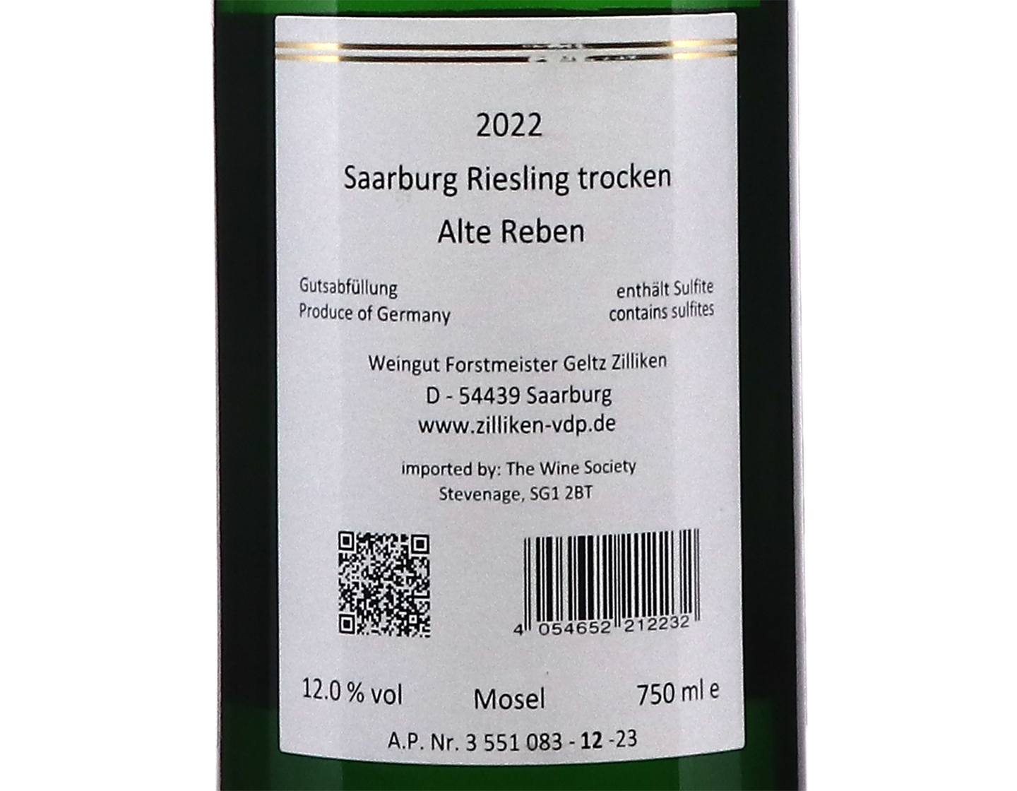 Saarburger Riesling Alte Reben Trocken Zilliken 2022