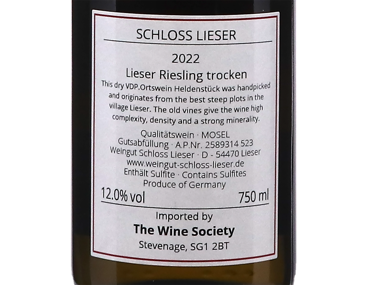 Heldenstück Riesling Trocken, Schloss Lieser 2022