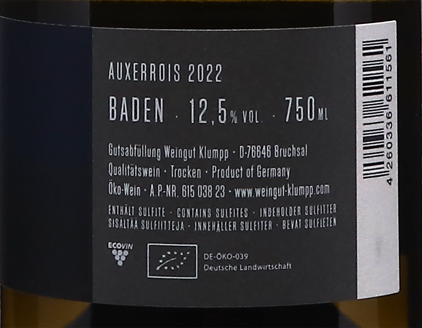 Auxerrois Baden Klumpp 2022