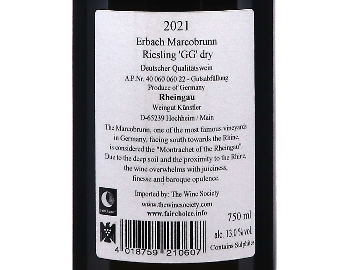 Erbacher Marcobrunn Riesling GG Kunstler 2021
