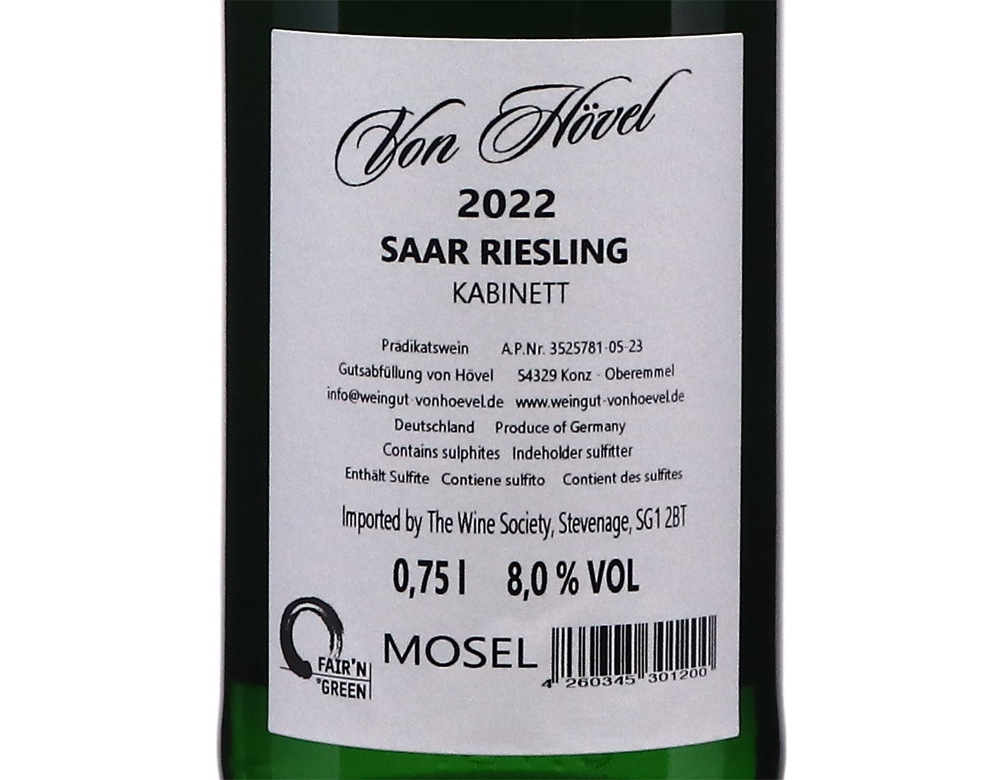 Saar Riesling Kabinett von Hovel 2022
