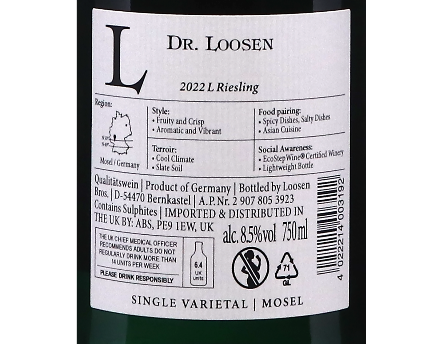 L Riesling Mosel Dr Loosen 2022