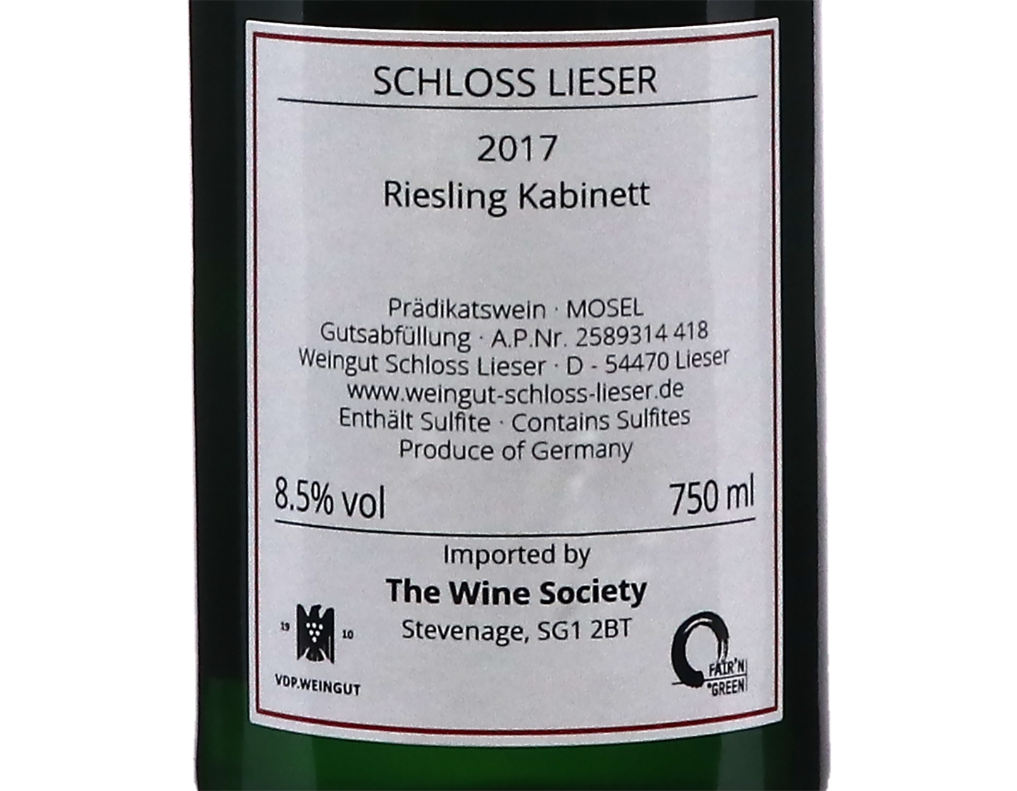 SL Riesling Kabinett Schloss Lieser 2017