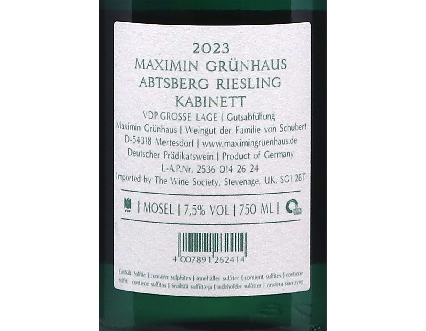 Maximin Grünhäuser Abtsberg Riesling Kabinett 2023