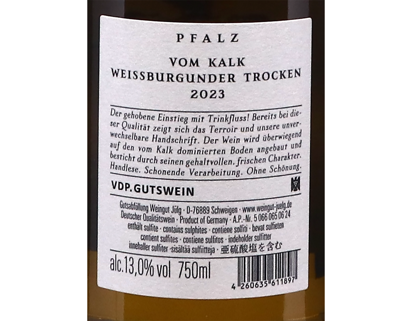 Weissburgunder Kalk Weingut Julg 2023