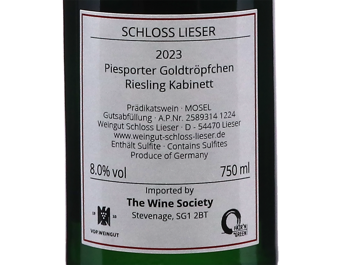 Piesporter Goldtröpfchen Riesling Kabinett, Schloss Lieser 2023