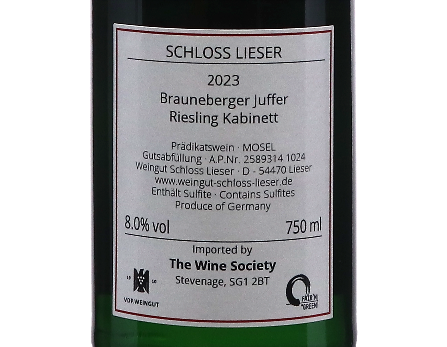 Brauneberger Juffer Riesling Kabinett Schloss Lieser 2023