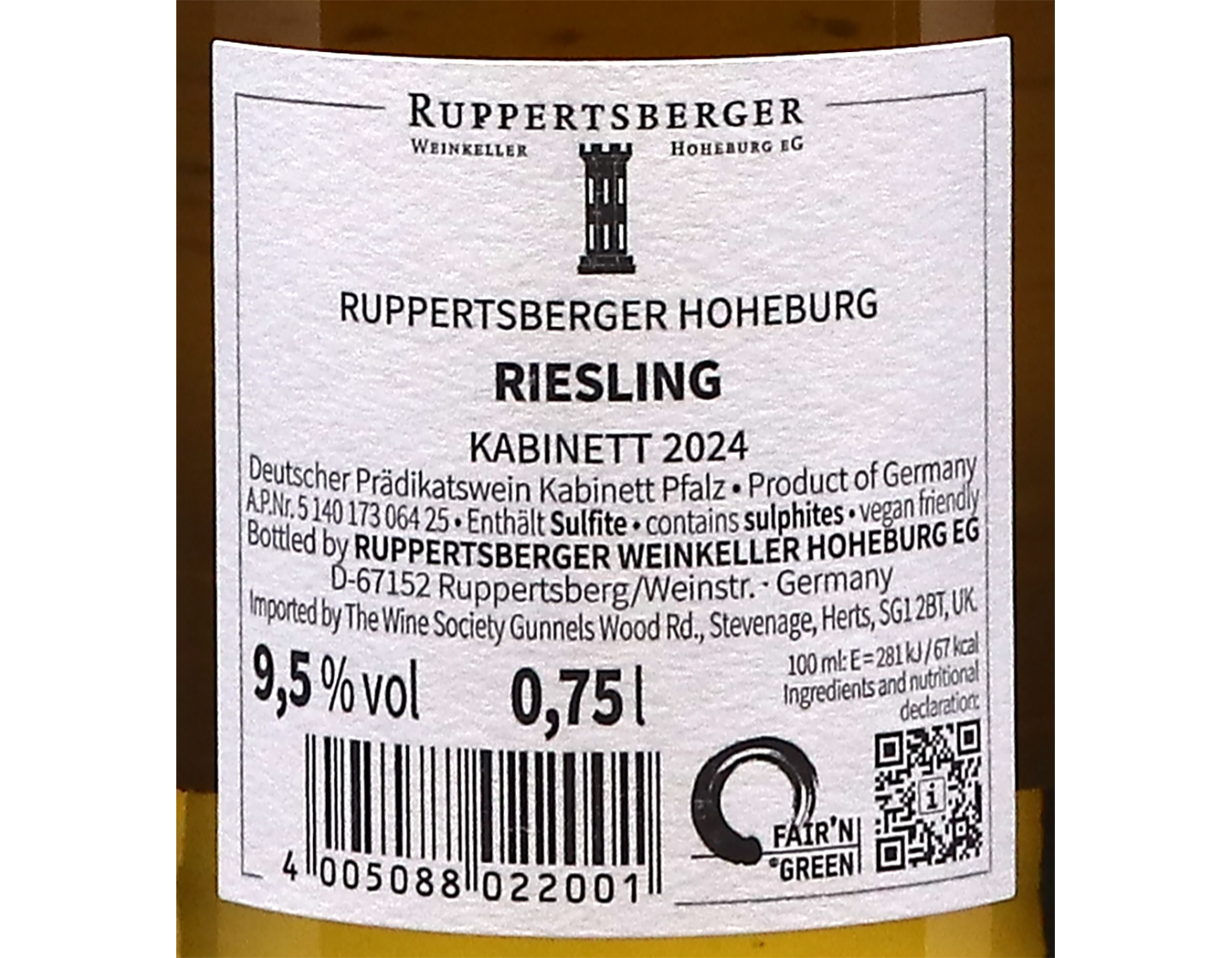 Ruppertsberger Hoheburg Riesling Kabinett 2024