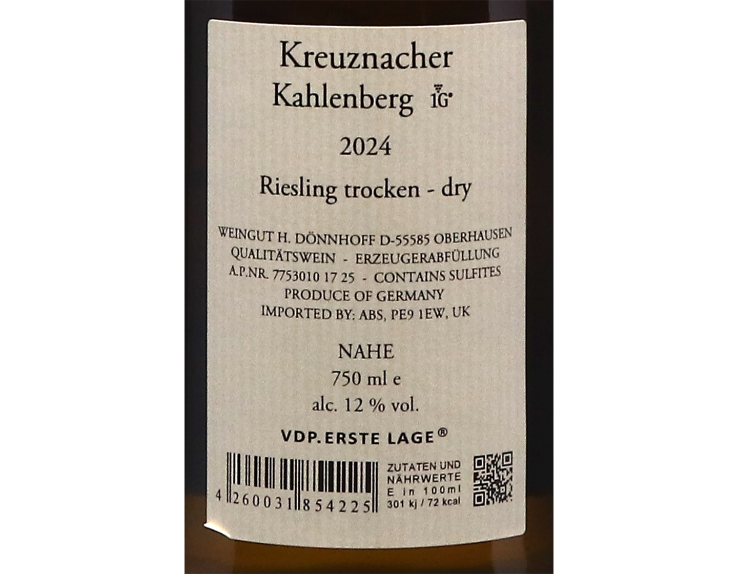 Kreuznacher Kahlenberg Riesling Dry Donnhoff 2024