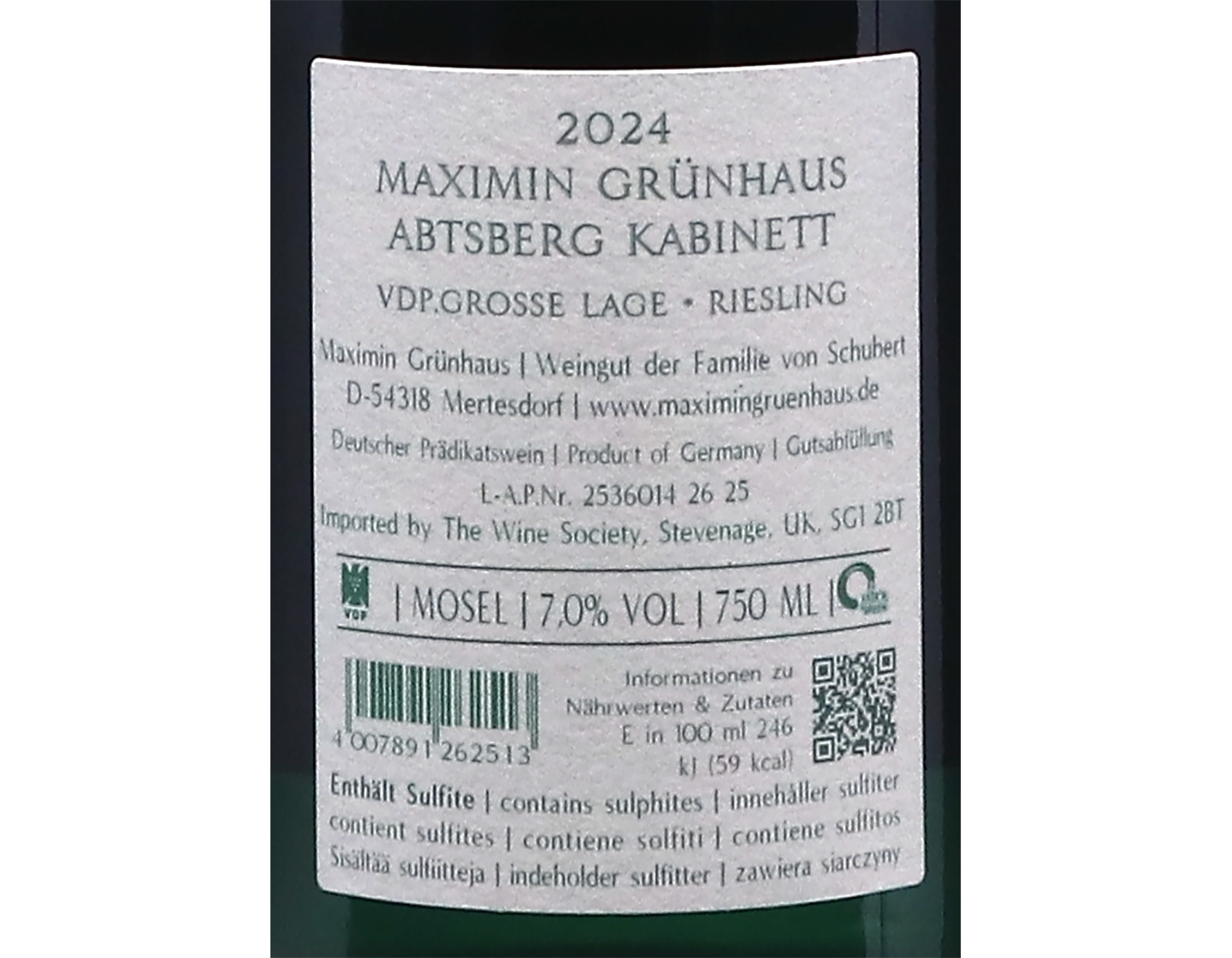 Abtsberg Riesling Kabinett, Maximin Grünhäus 2024