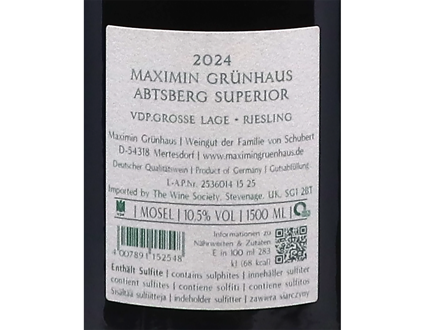 Magnum of Maximin Grunhaus Abtsberg Riesling Superior 2024