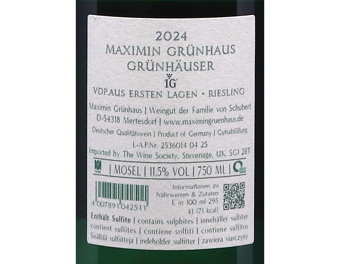 Maximin Grunhauser Trocken 1G Riesling 2024