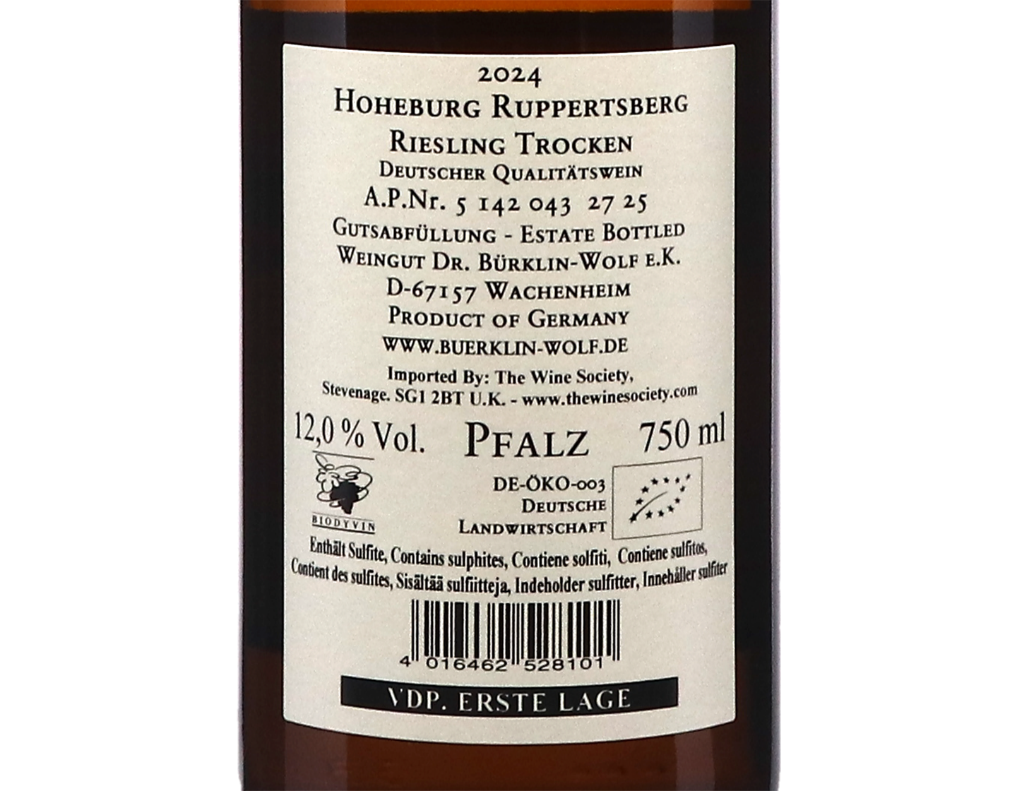 Ruppertsberger Hoheburg Riesling Trocken Burklin Wolf 2024