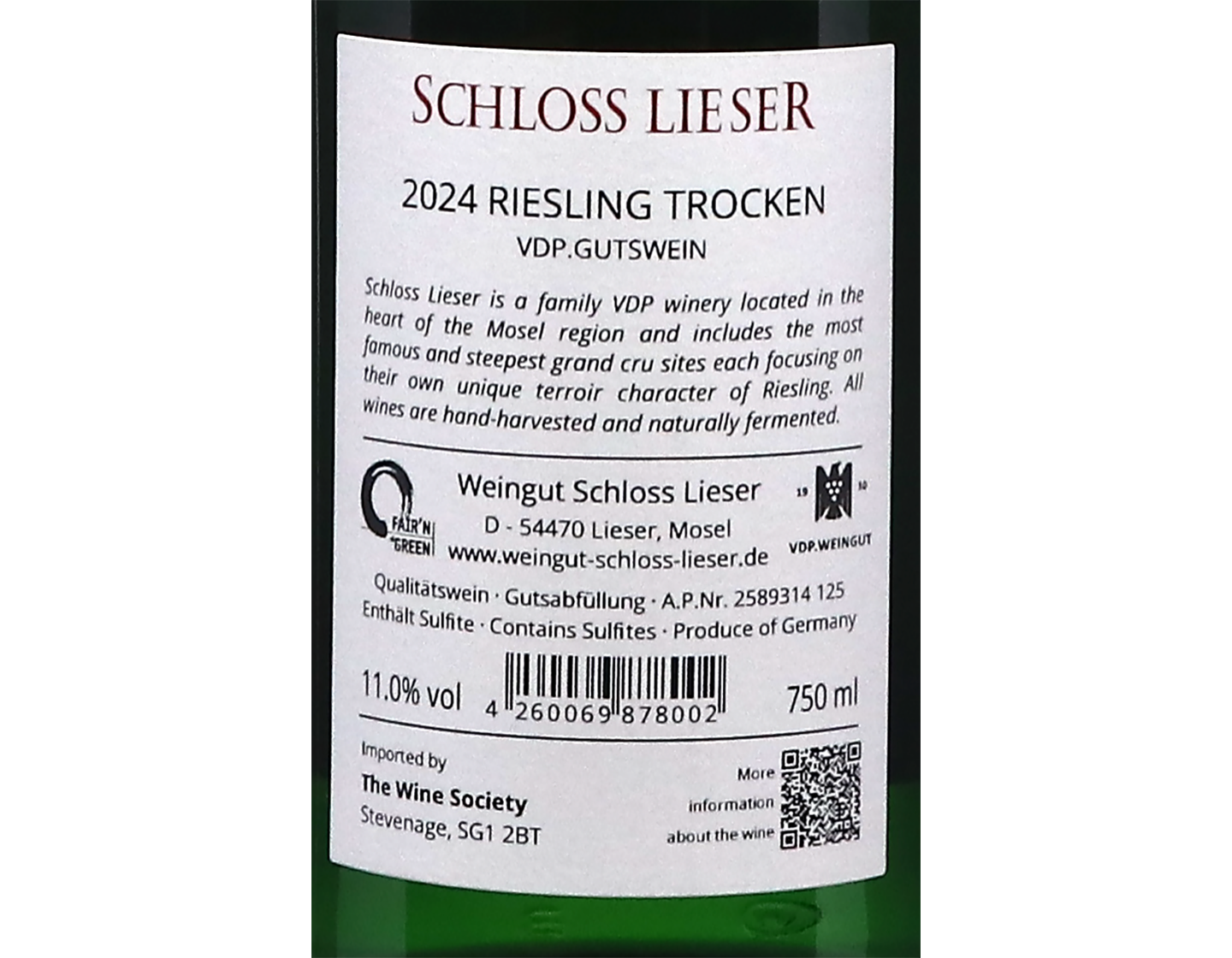 SL Riesling Trocken Schloss Lieser 2024