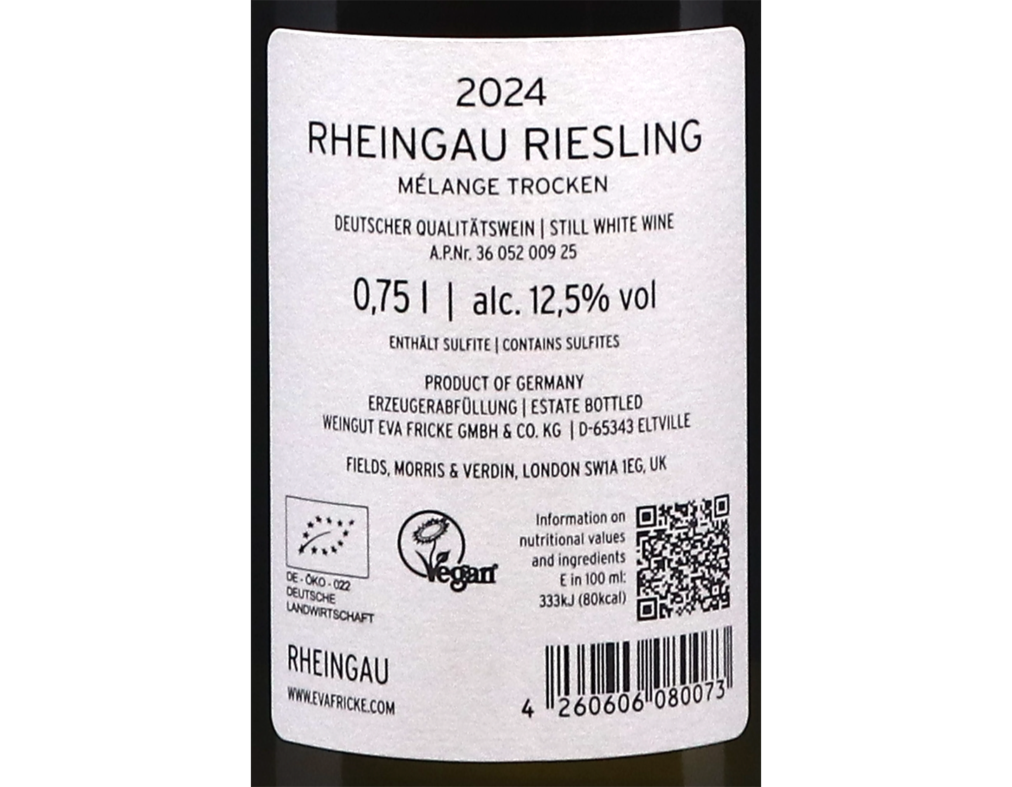 Melange Rheingau QbA Riesling Eva Fricke 2024