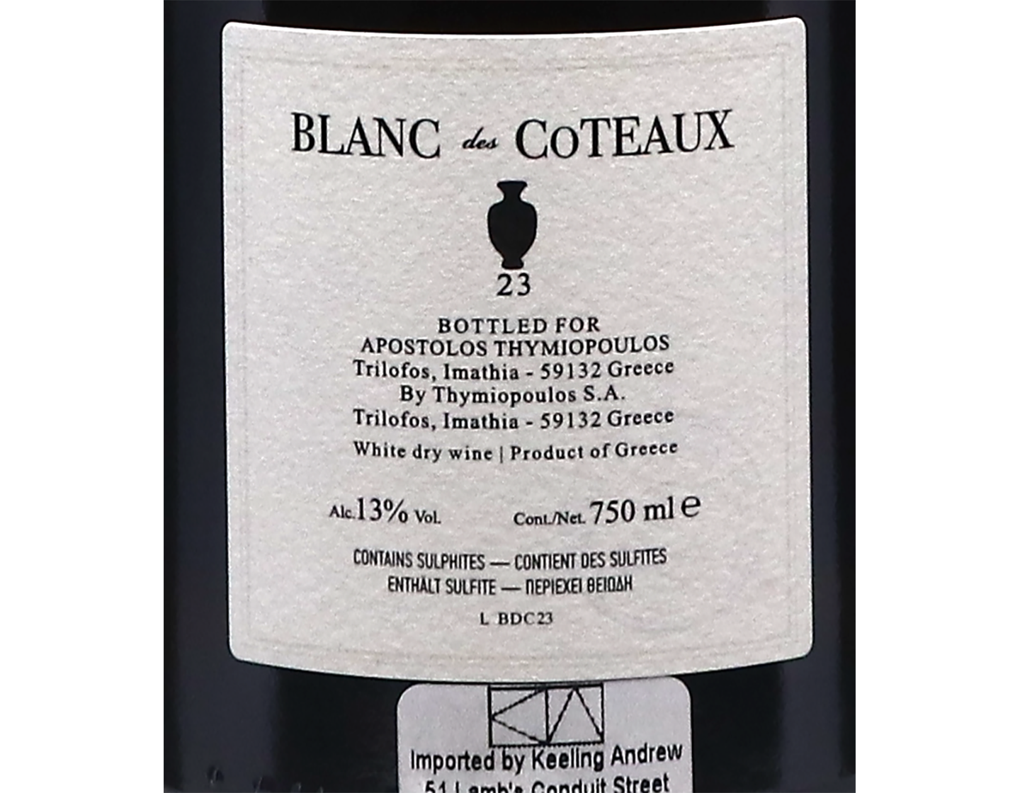 Blanc des Côteaux, Thymiopoulos 2023