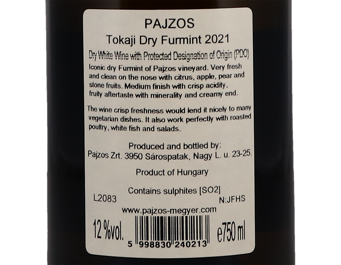 Tokaji Dry Furmint Pajzos 2021