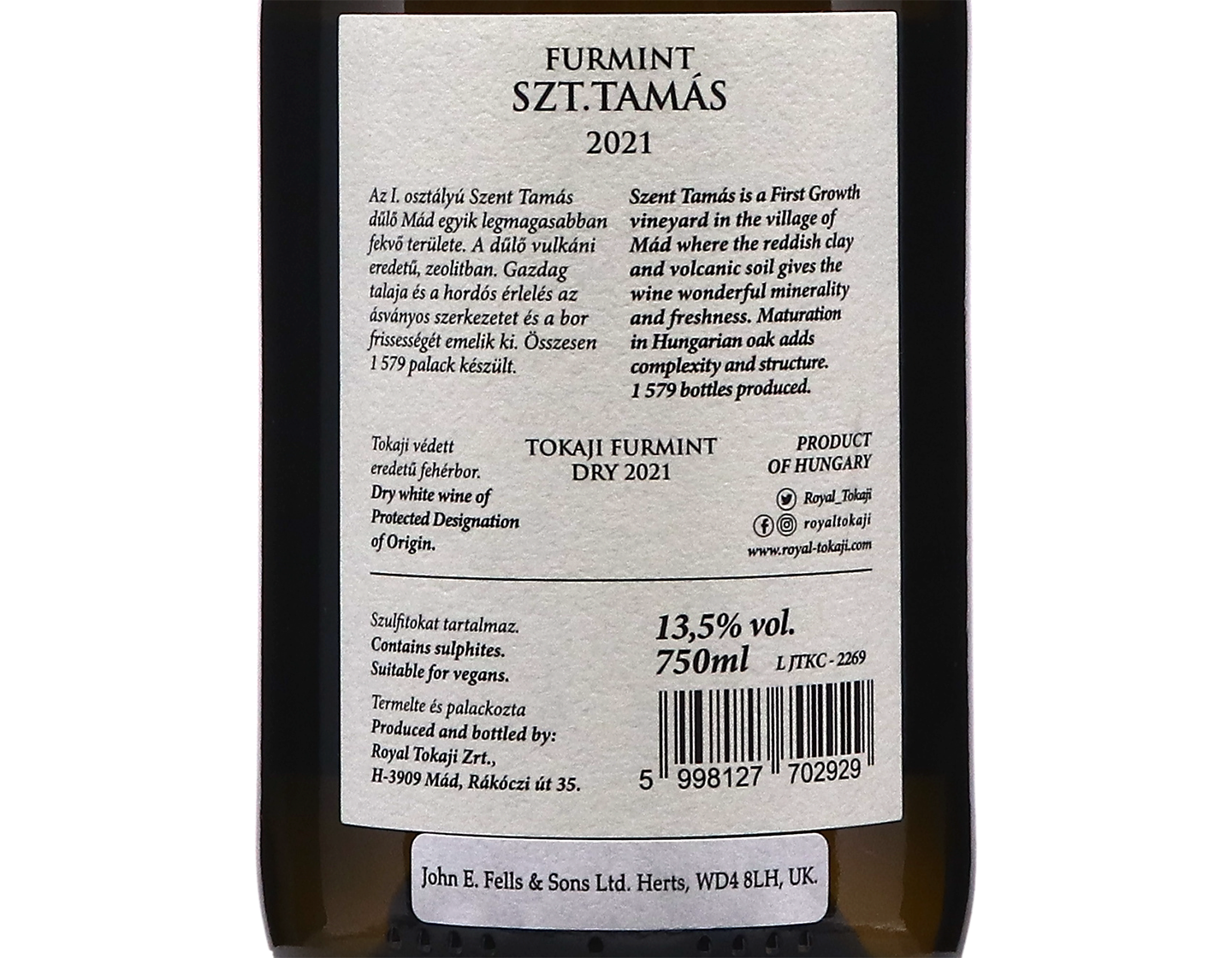 Szent Tamas Dry Tokaji Furmint Royal Tokaji 2021