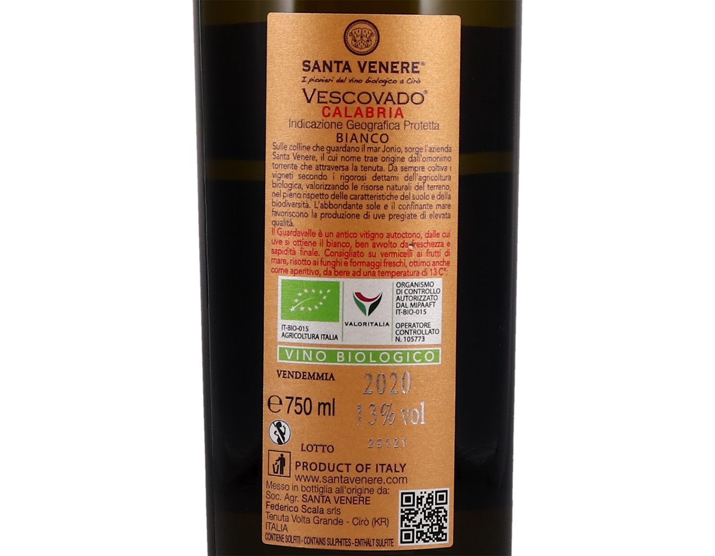 Vescovado Guardavalle Calabria Bianco Santa Venere 2020 ORGANIC