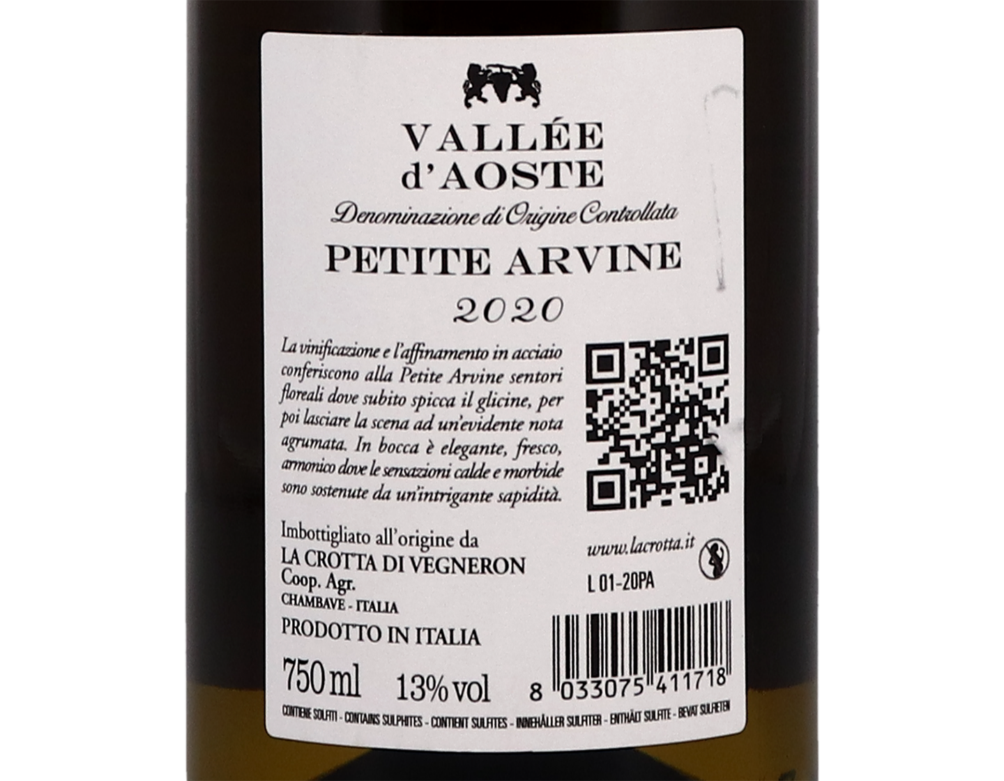 Petite Arvine Val d'Aosta, La Crotta di Vegneron 2020