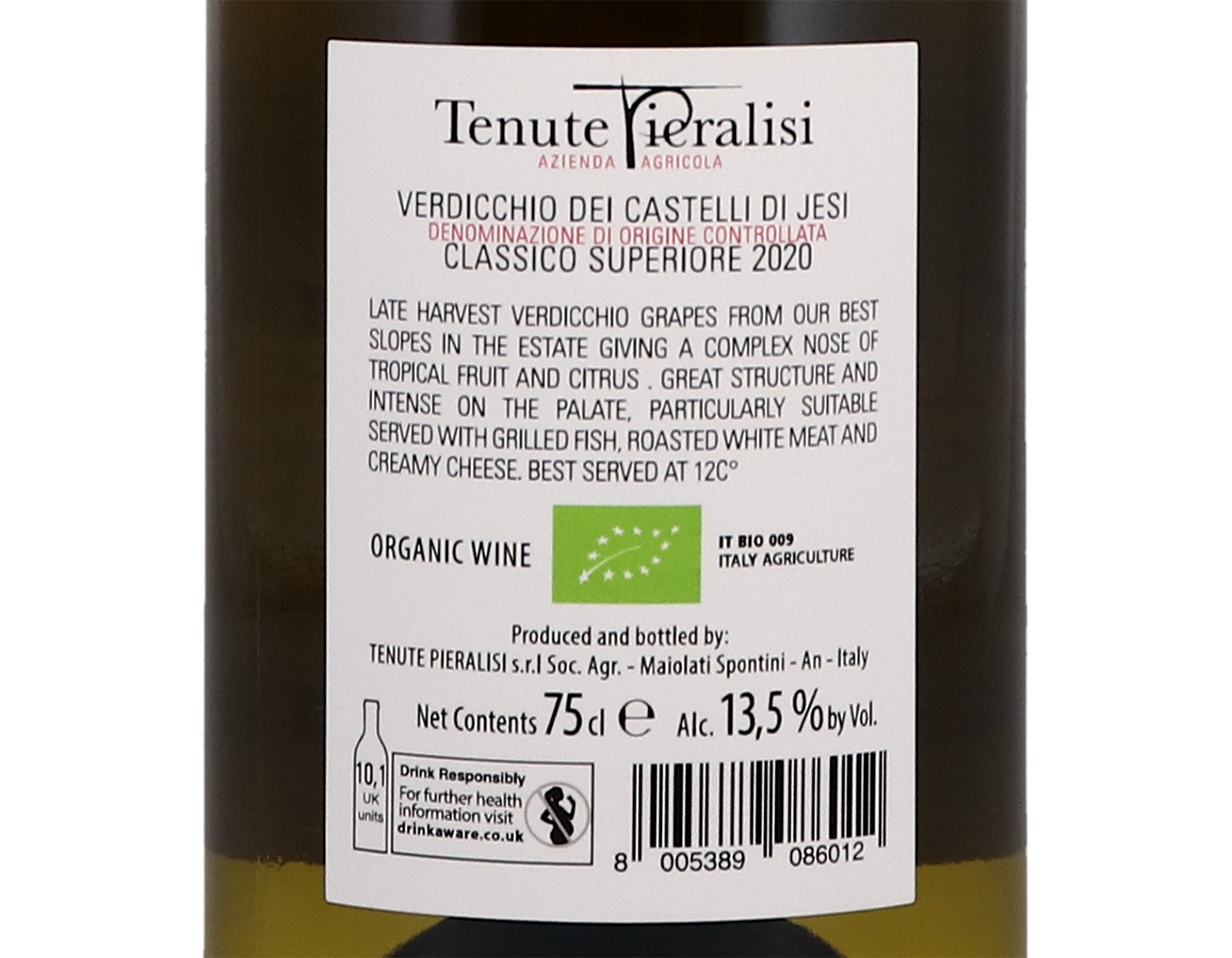 Verdicchio dei Castelli di Jesi Classico Superiore, Tenute Pieralisi 2020