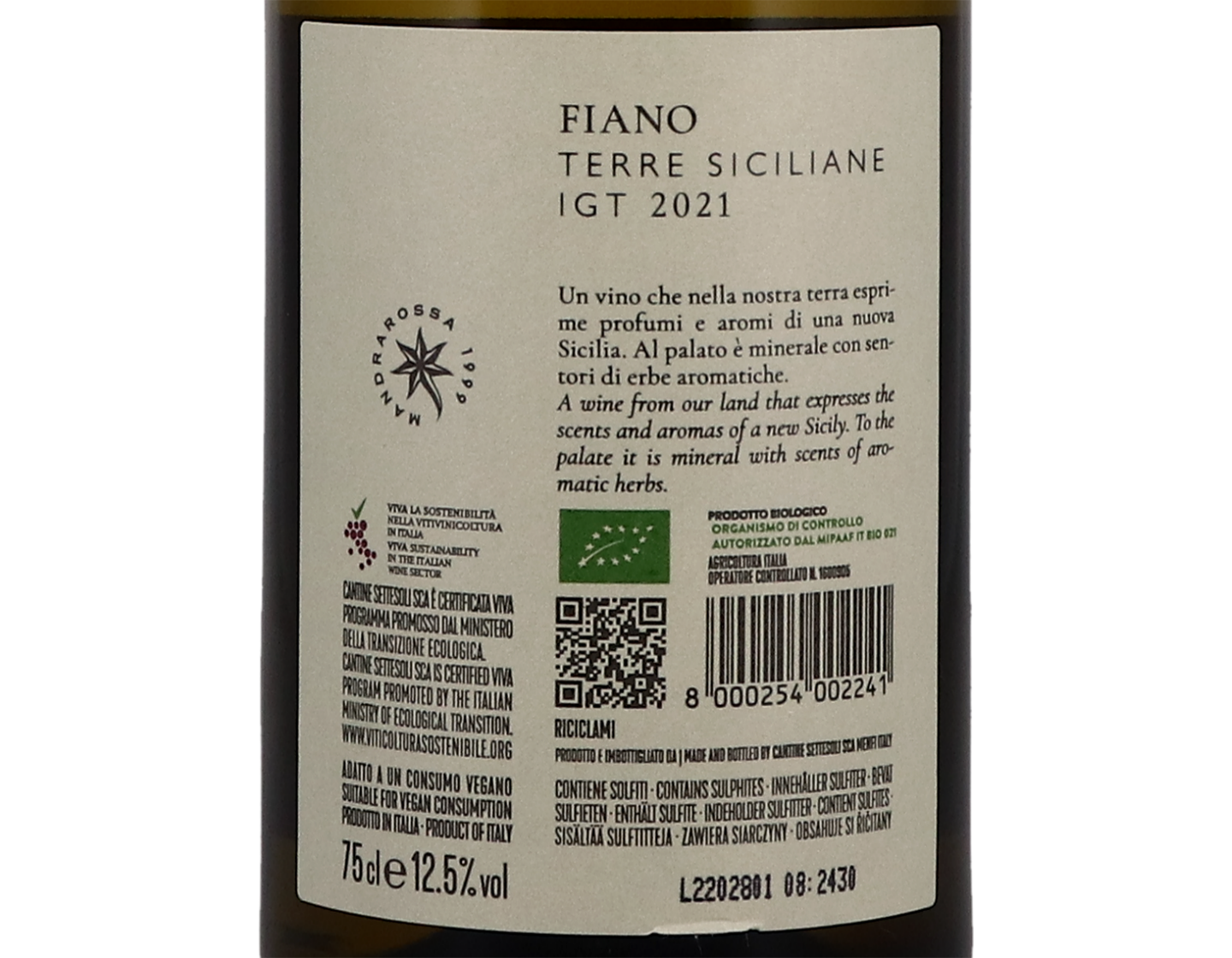 Fiano Mandrarossa Sicilia 2021 ORGANIC