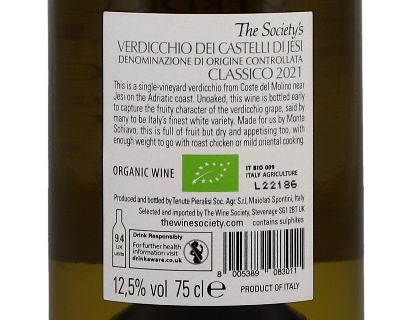 The Society's Verdicchio 2021 ORGANIC