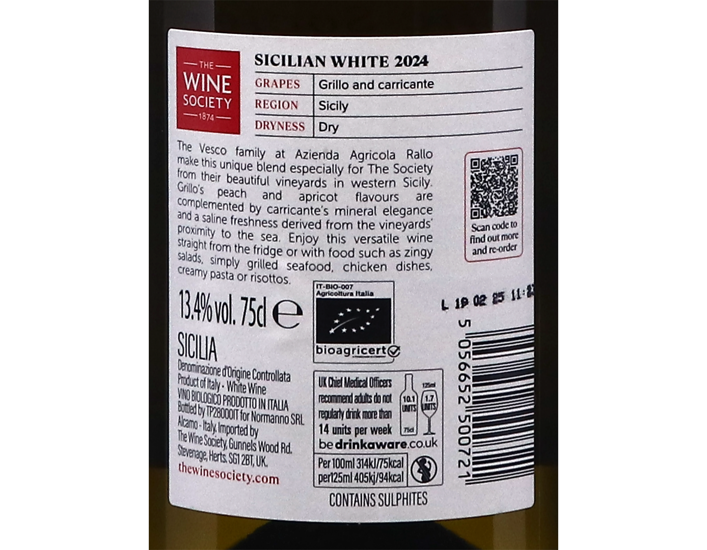 The Society's Sicilian White 2024 ORGANIC