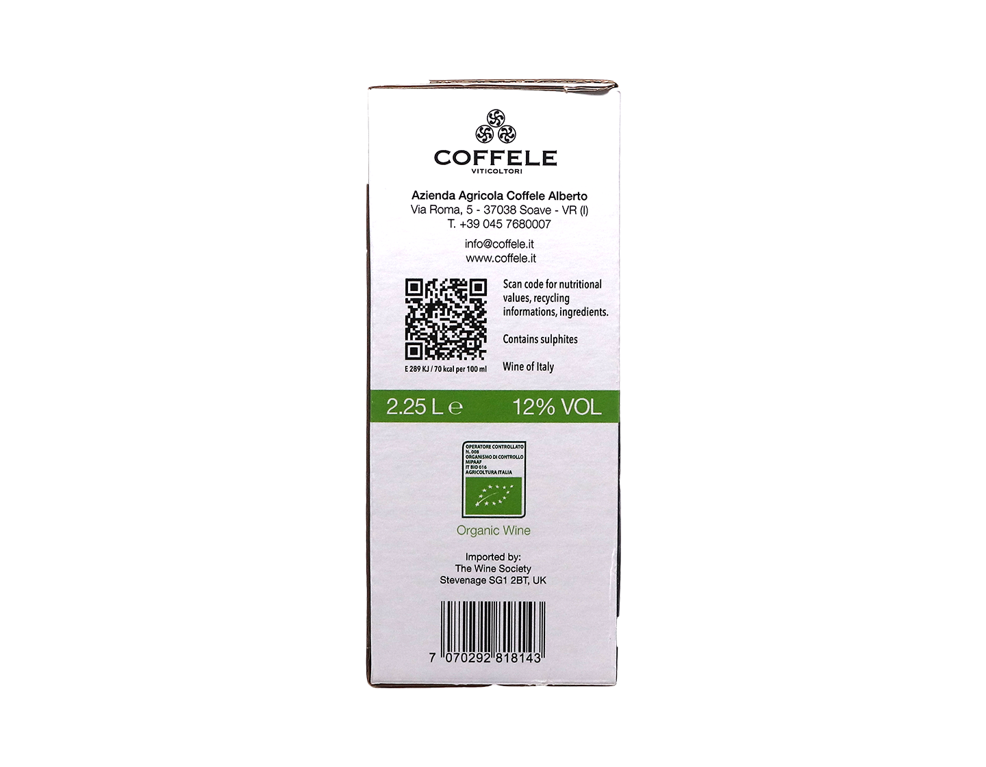 Soave Coffele 2024 Bag in Box 2.25 Litre ORGANIC
