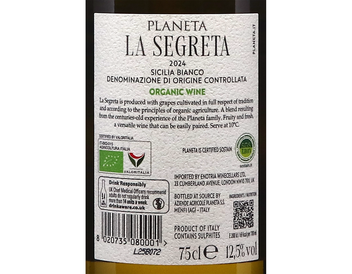 La Segreta Bianco Planeta Sicilia 2024 ORGANIC