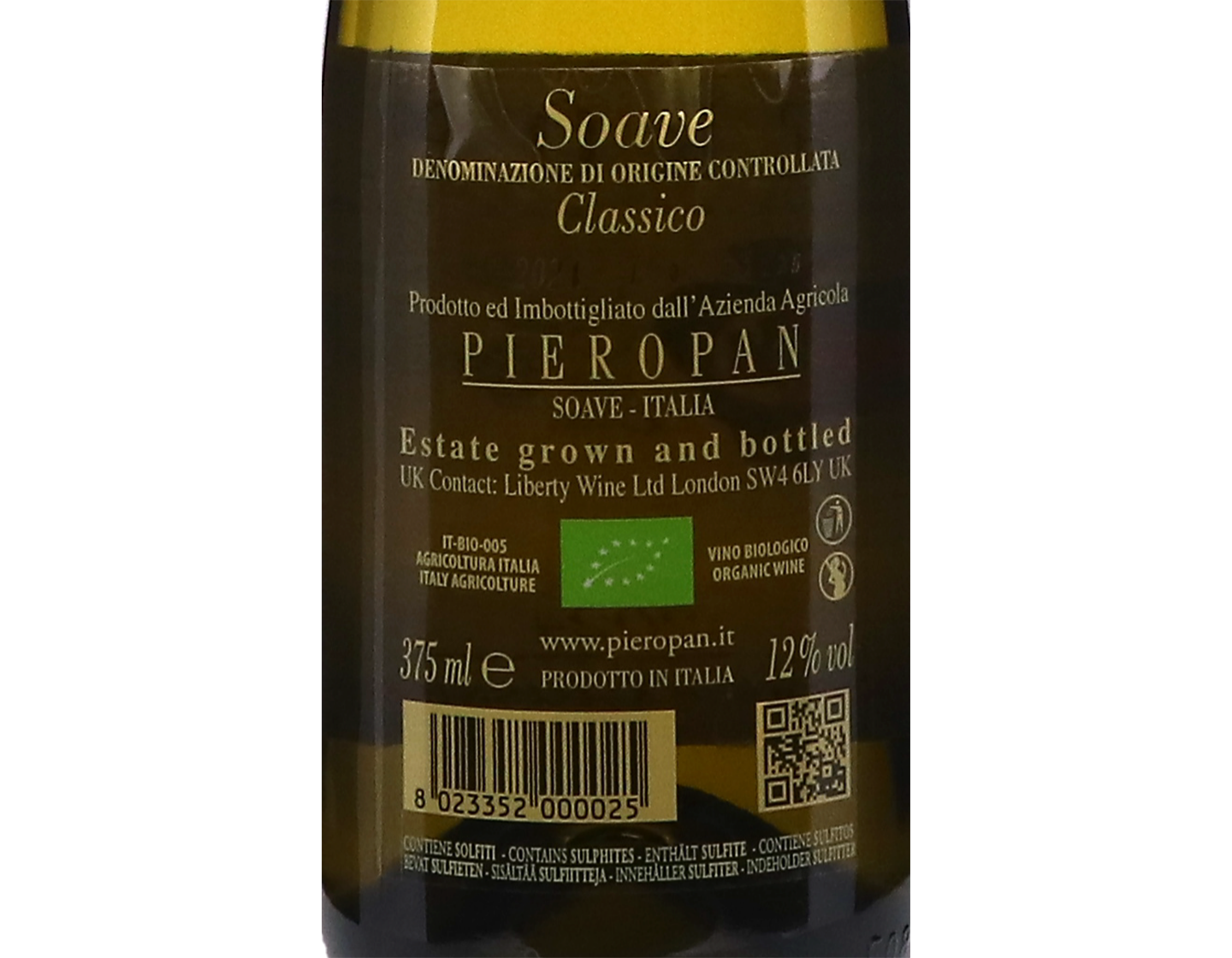 Half bottle of Soave Classico Pieropan 2024 ORGANIC
