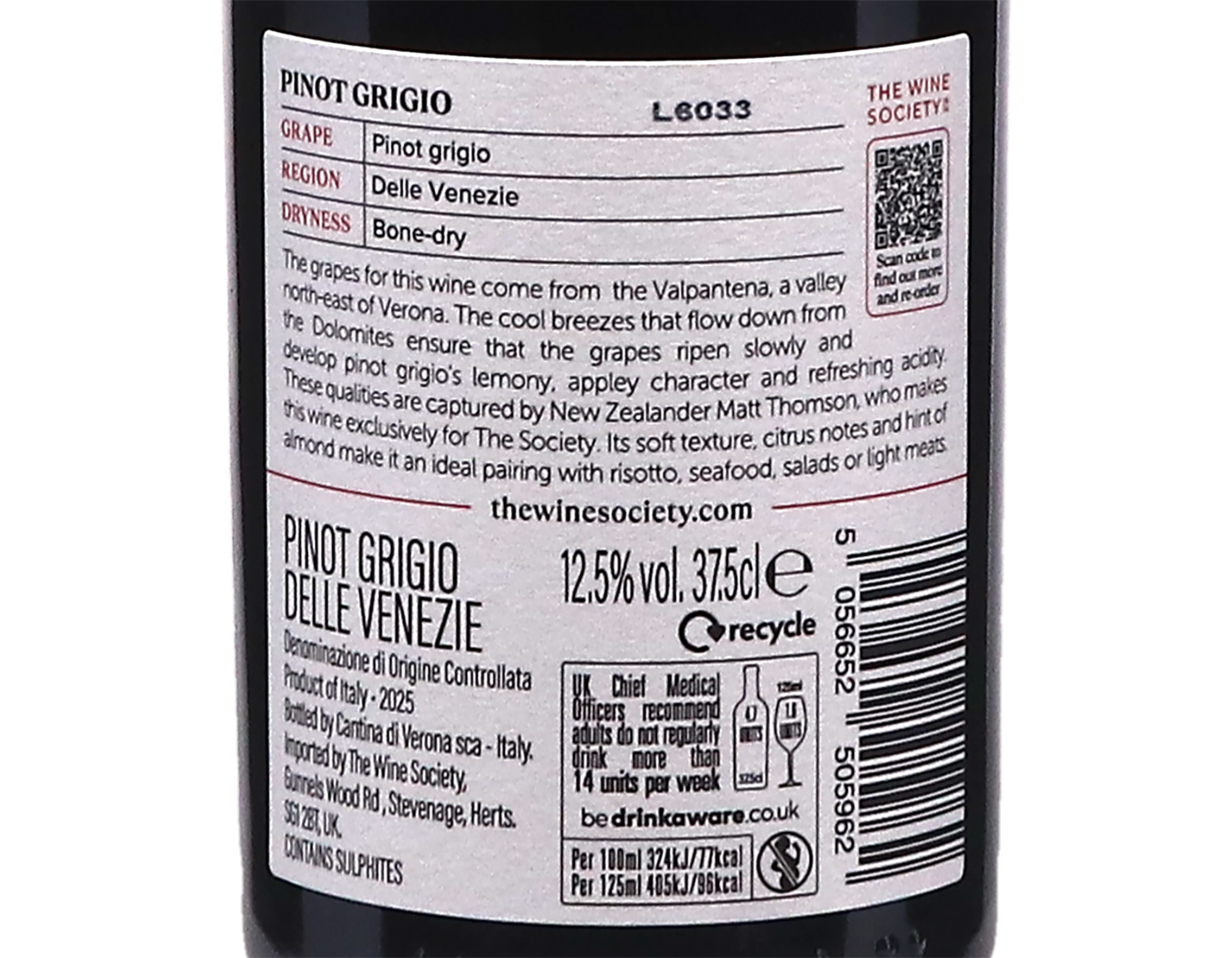 Half bottle of The Society's Pinot Grigio 2025