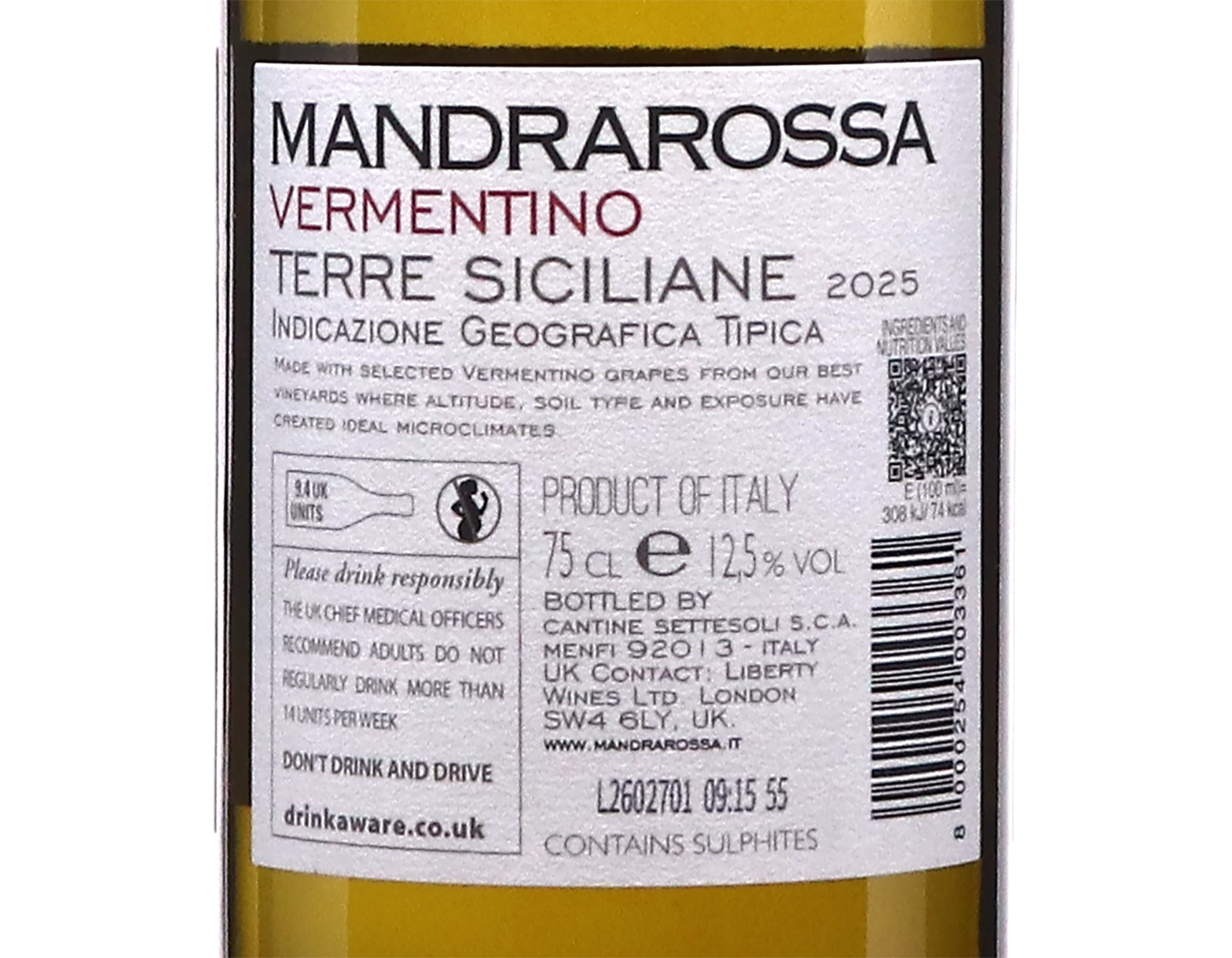 Vermentino Sicilia, Mandrarossa 2025
